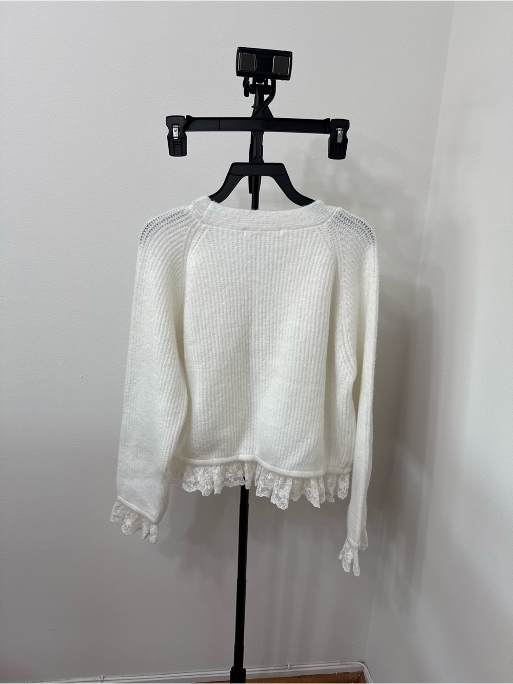 Altar'd State Ivory Lace-Trim V-Neck Cardigan - Picture 8 of 8